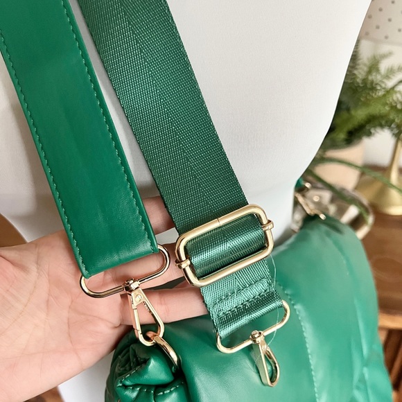 Anthropologie Kelly Green Faux Leather Quilted Pillow Purse Crossbody - Picture 14 of 16